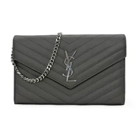 SAINT LAURENT: Grain de Poudre Classic Chain Wallet