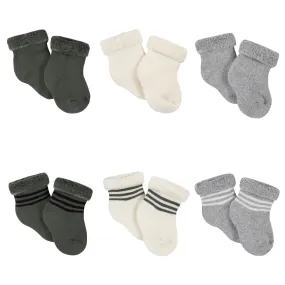 6-Pack Baby Boys Bear Wiggle Proof Terry Bootie Socks