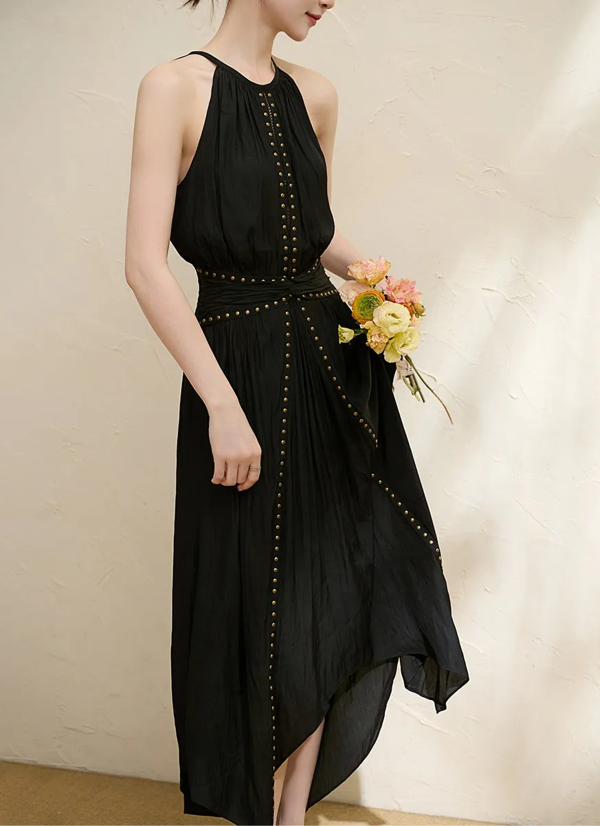 7200002 Studs Asymmetrical Dress *Black *BACKORDER