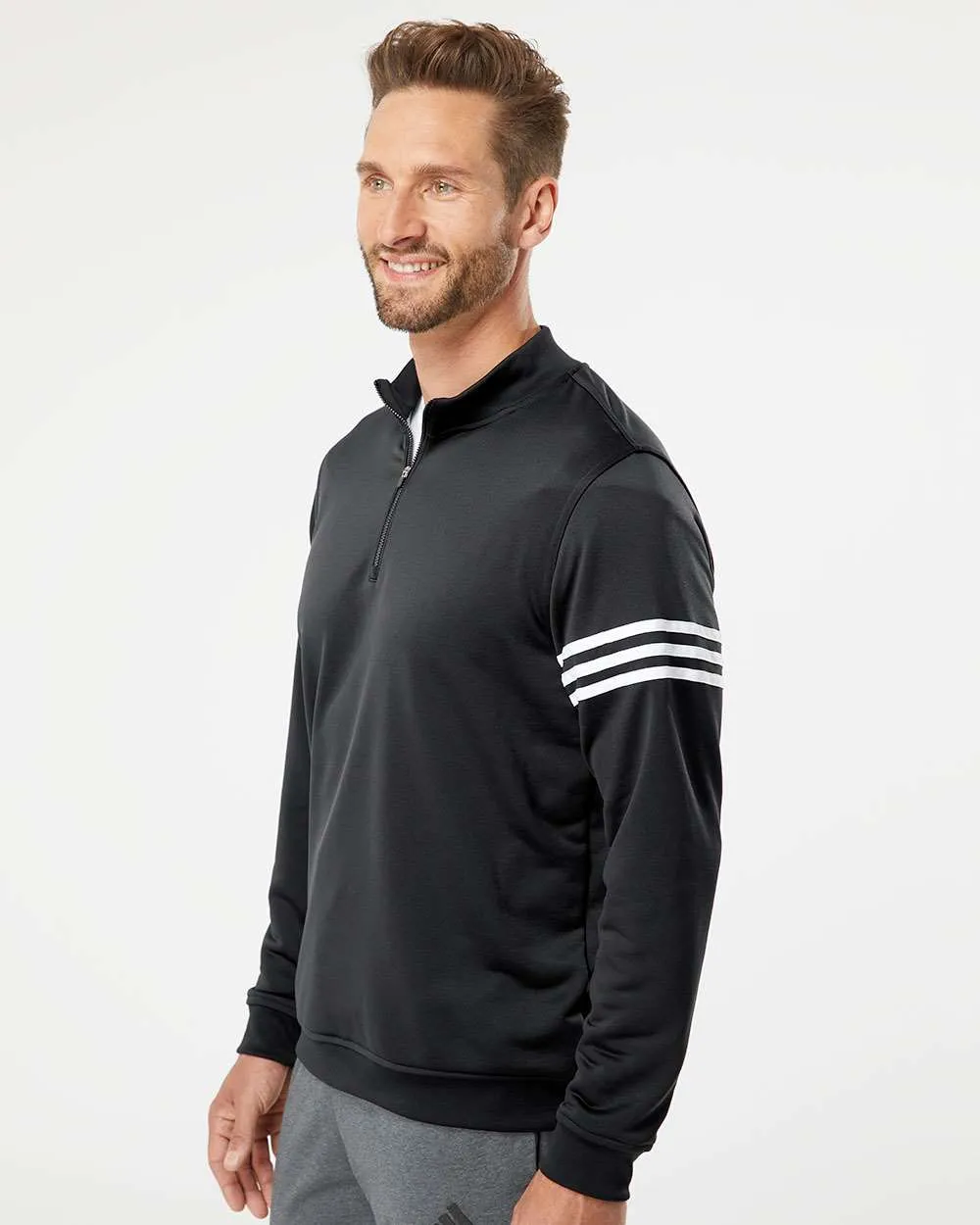 Adidas ClimaLite 3-Stripes French Terry Quarter Zip Pullover