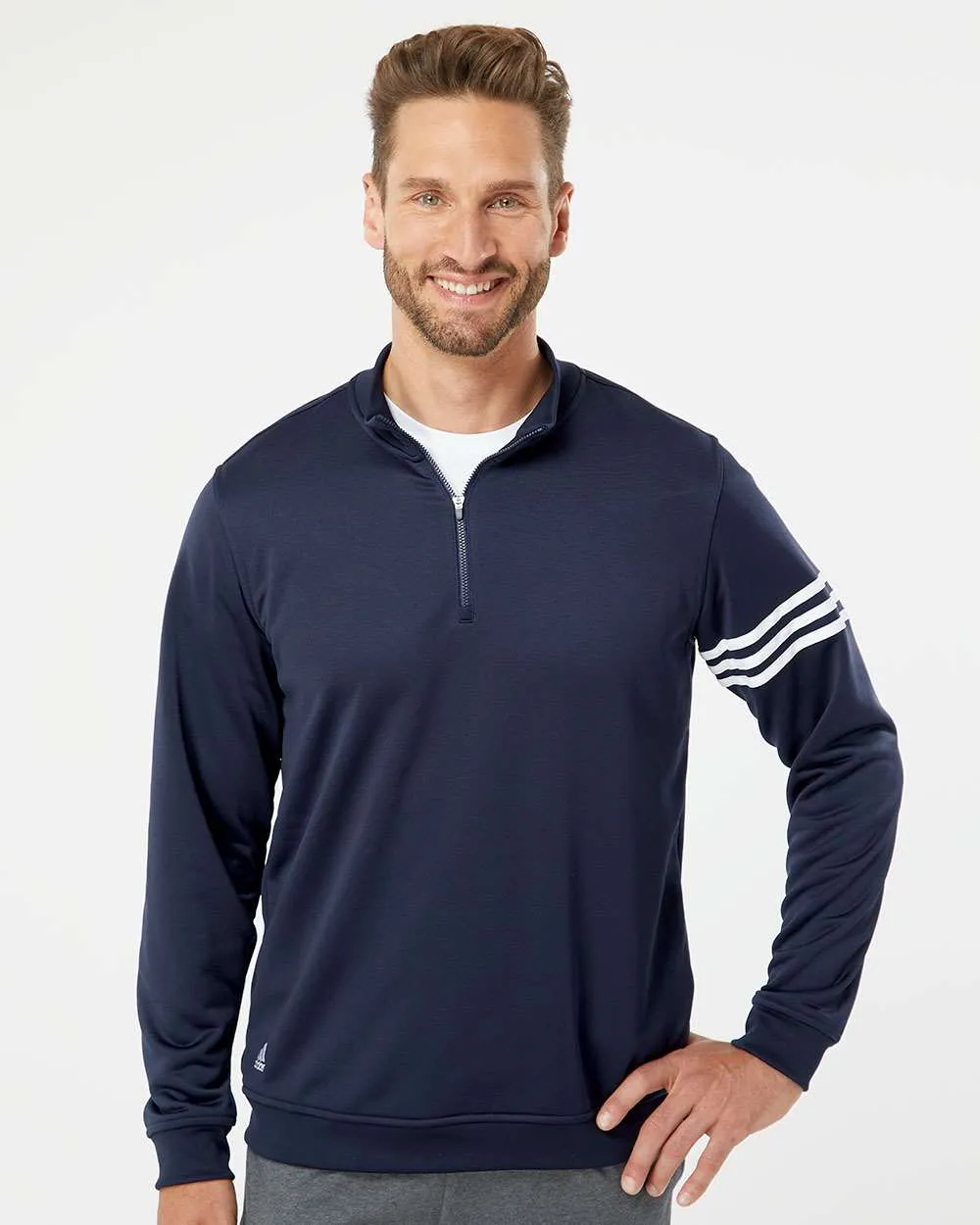 Adidas ClimaLite 3-Stripes French Terry Quarter Zip Pullover