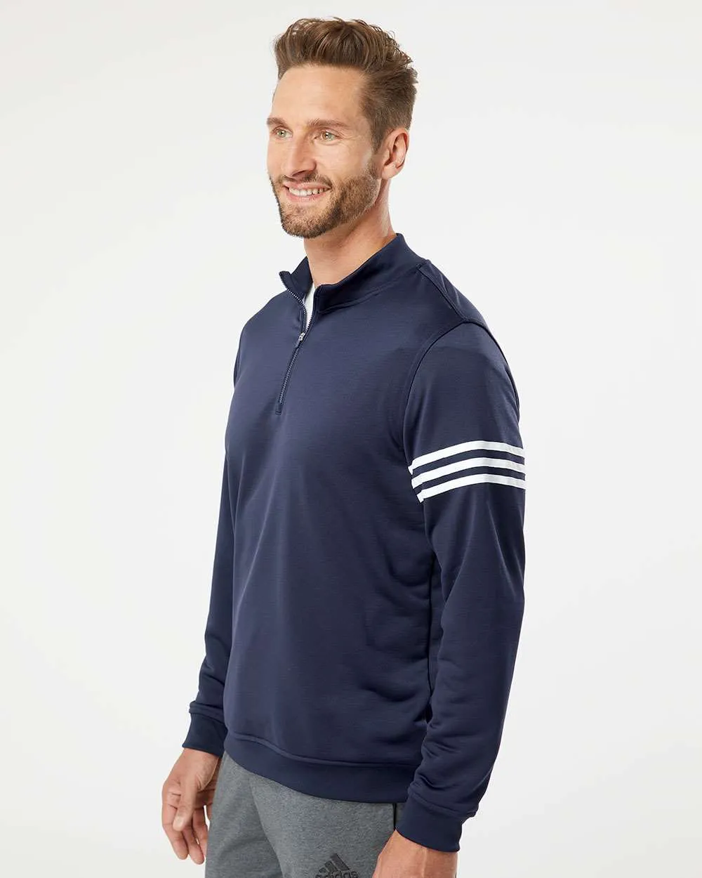 Adidas ClimaLite 3-Stripes French Terry Quarter Zip Pullover