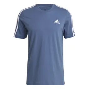 adidas Essentials 3 Stripes Tee - Mens - Crew Blue