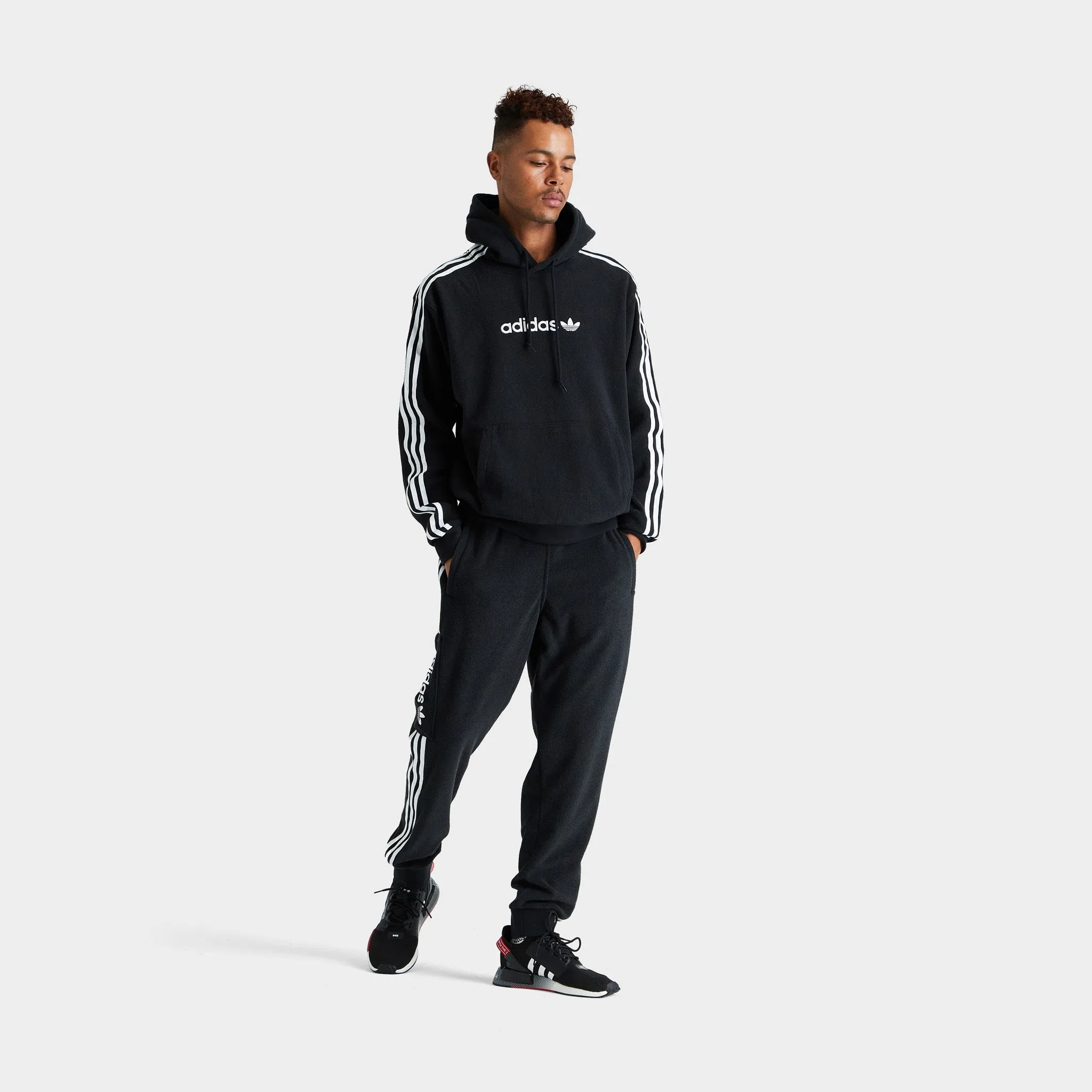 adidas Originals Comfort 3-Stripes Pullover Hoodie Black / White