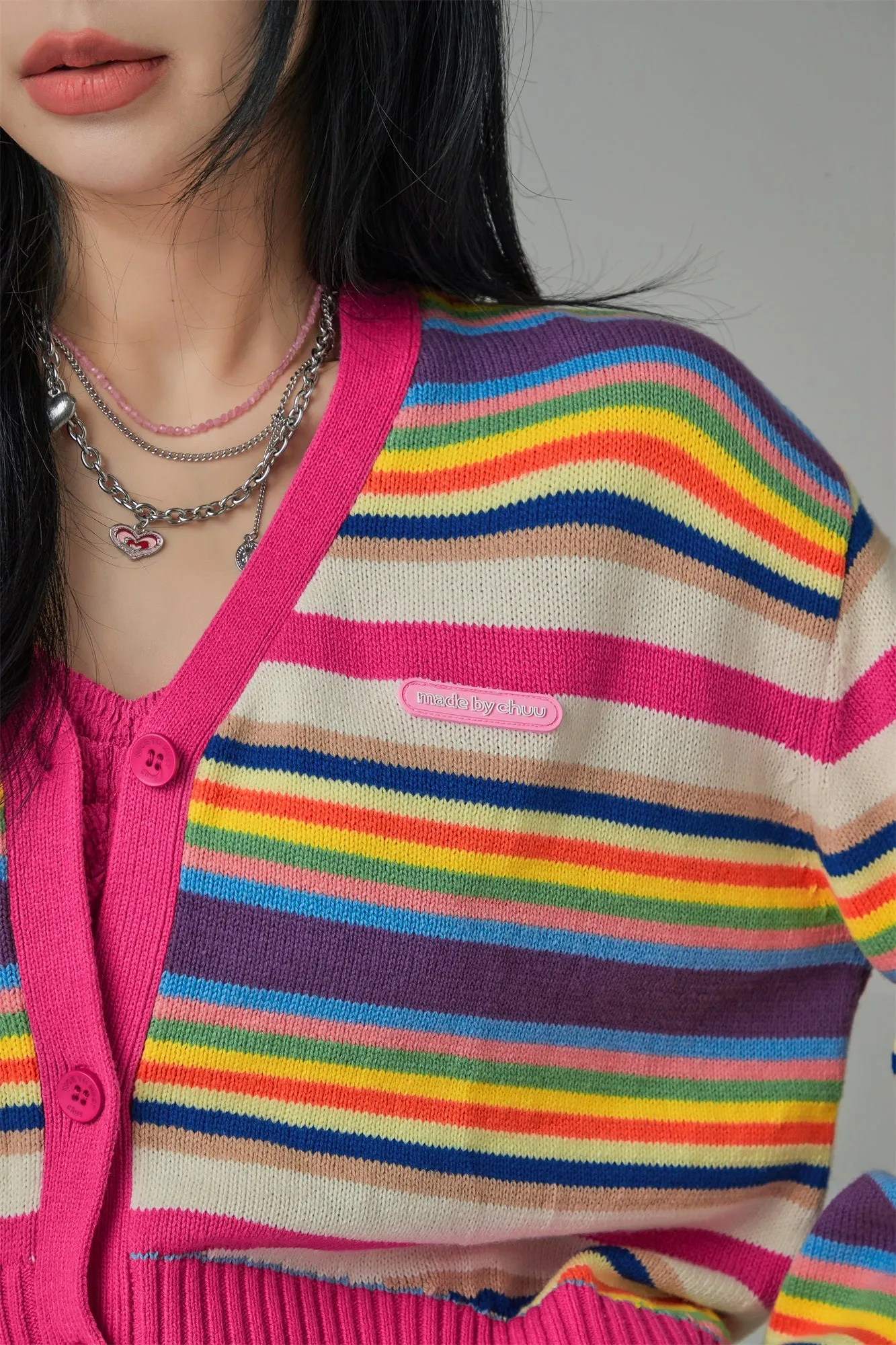 Artist Of My Life Striped V-Neck Knit Cardigan