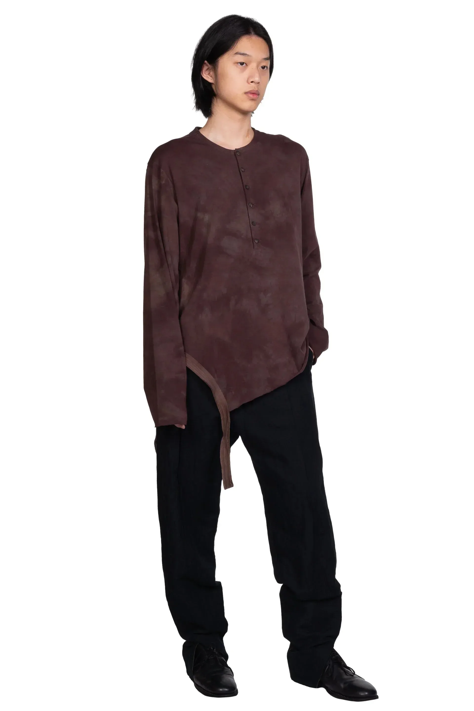 Asymmetric Long Sleeve Tee Brown