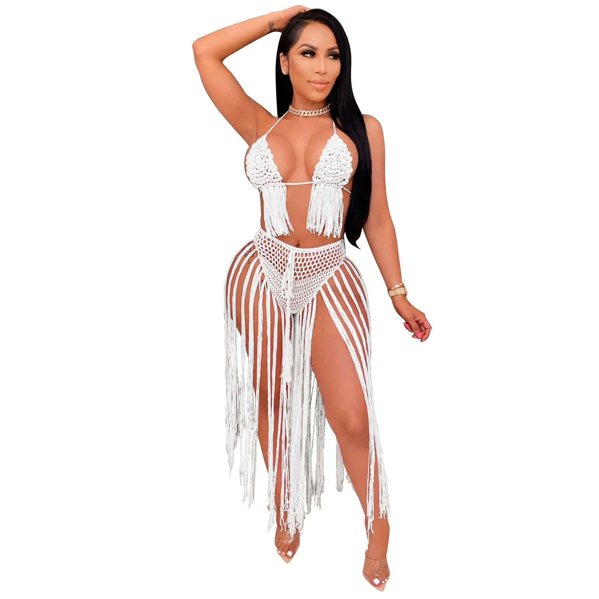 Beach Wear Bikini Top 2 Piece Skirt Set