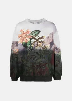 Black Botanical Landscape Oversized Sweatshirt