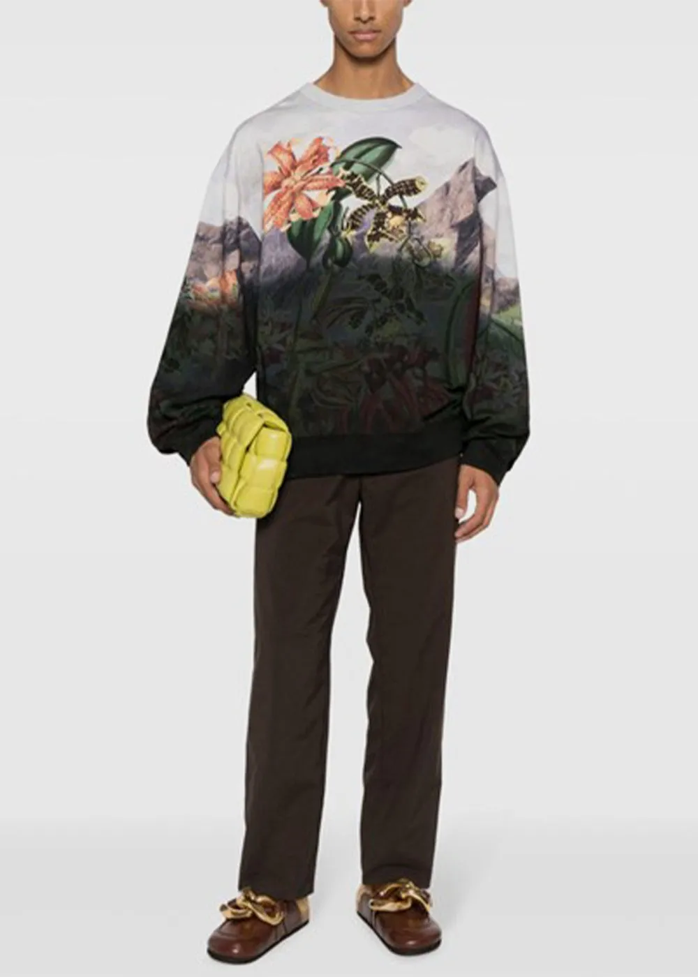 Black Botanical Landscape Oversized Sweatshirt