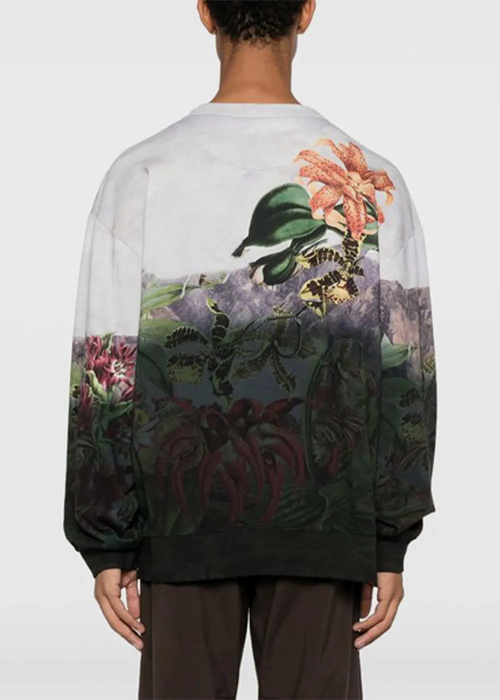 Black Botanical Landscape Oversized Sweatshirt