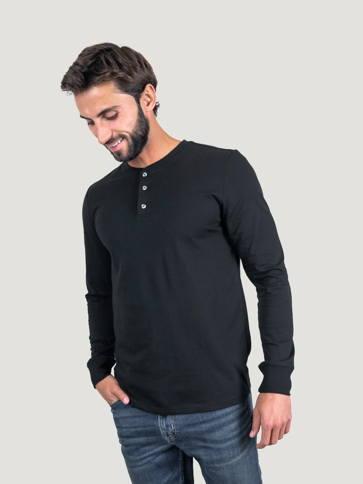 Black Long Sleeve Henley