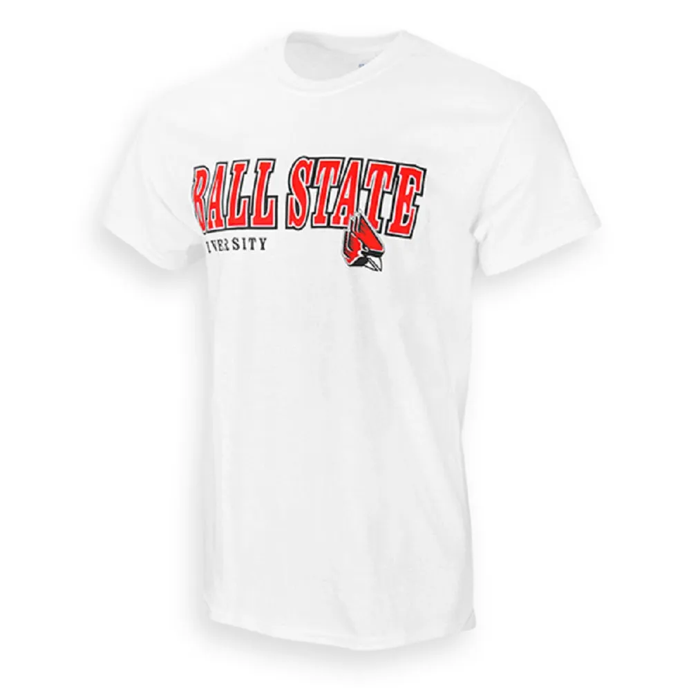 BSU Cardinals Men's Monogram White T-Shirt