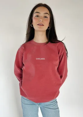 Chicago. Embroidered Crewneck - Crimson