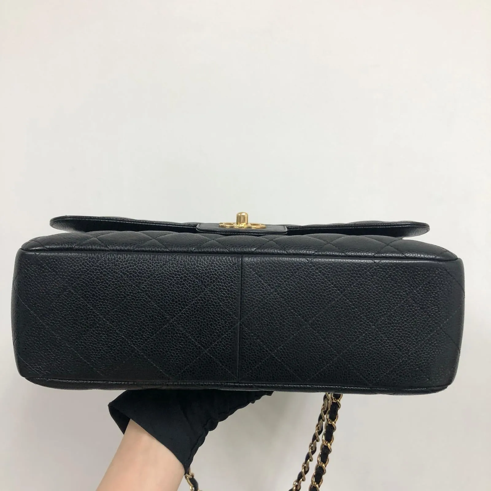 Classic Double Flap Jumbo Bag in Black Caviar with GHW