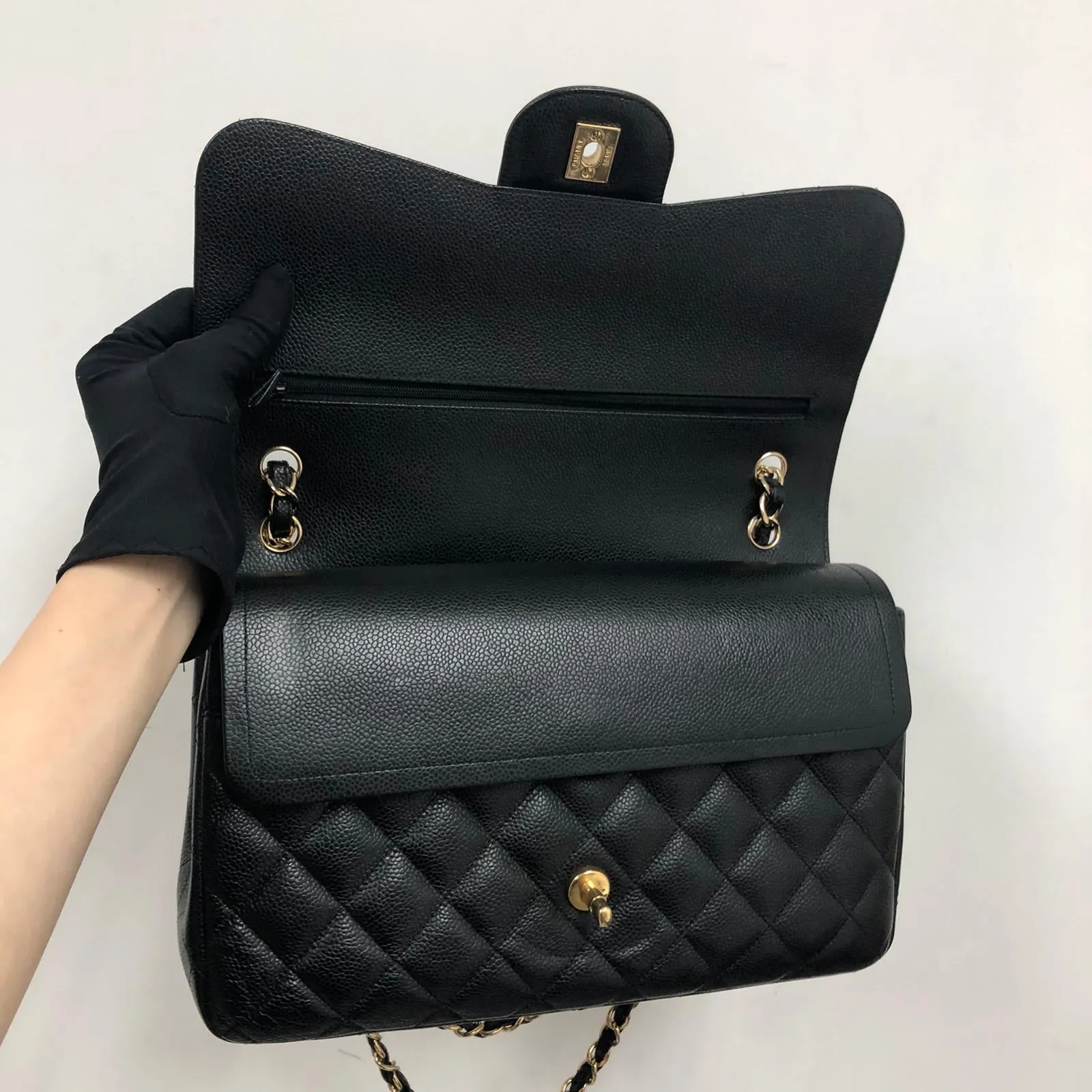 Classic Double Flap Jumbo Bag in Black Caviar with GHW