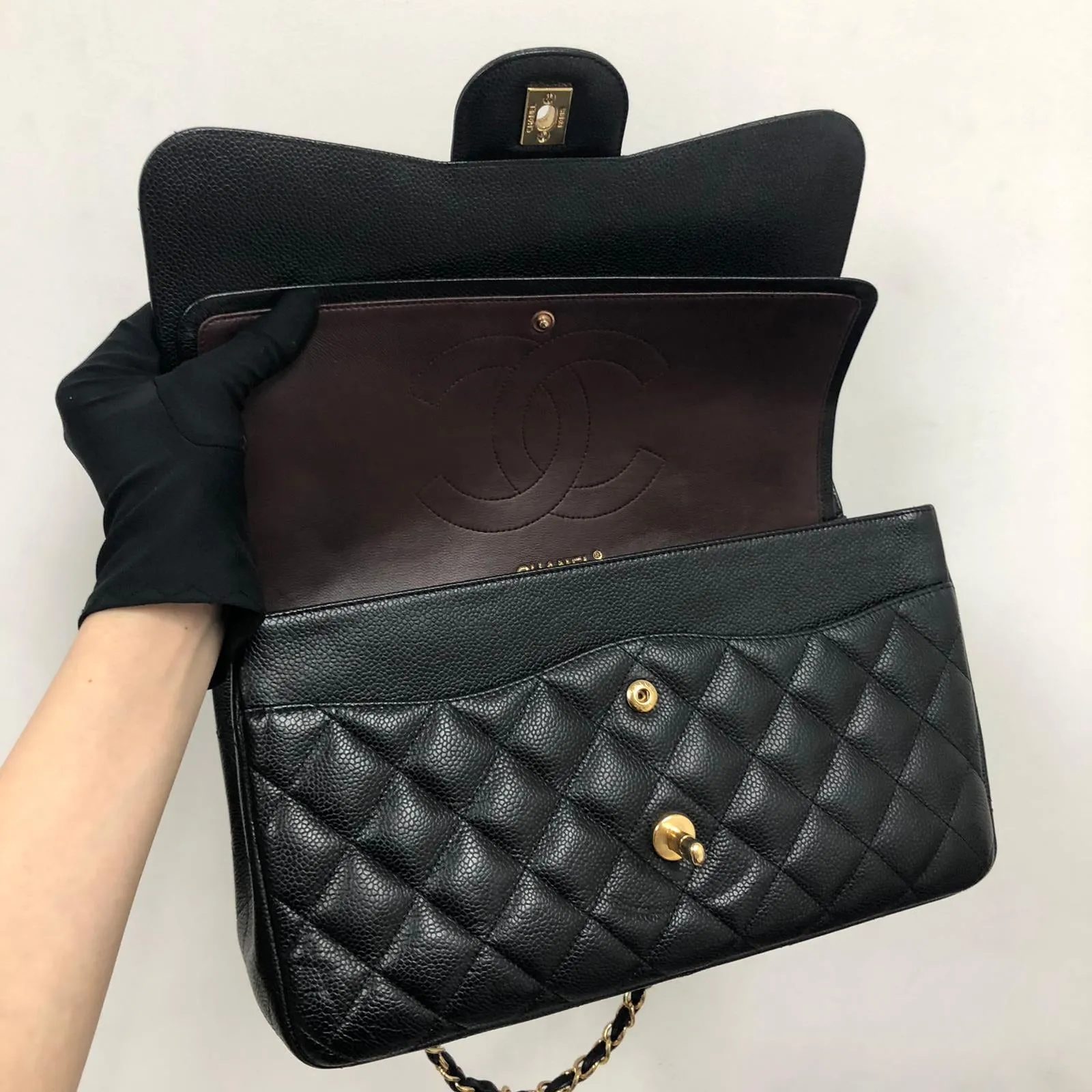 Classic Double Flap Jumbo Bag in Black Caviar with GHW