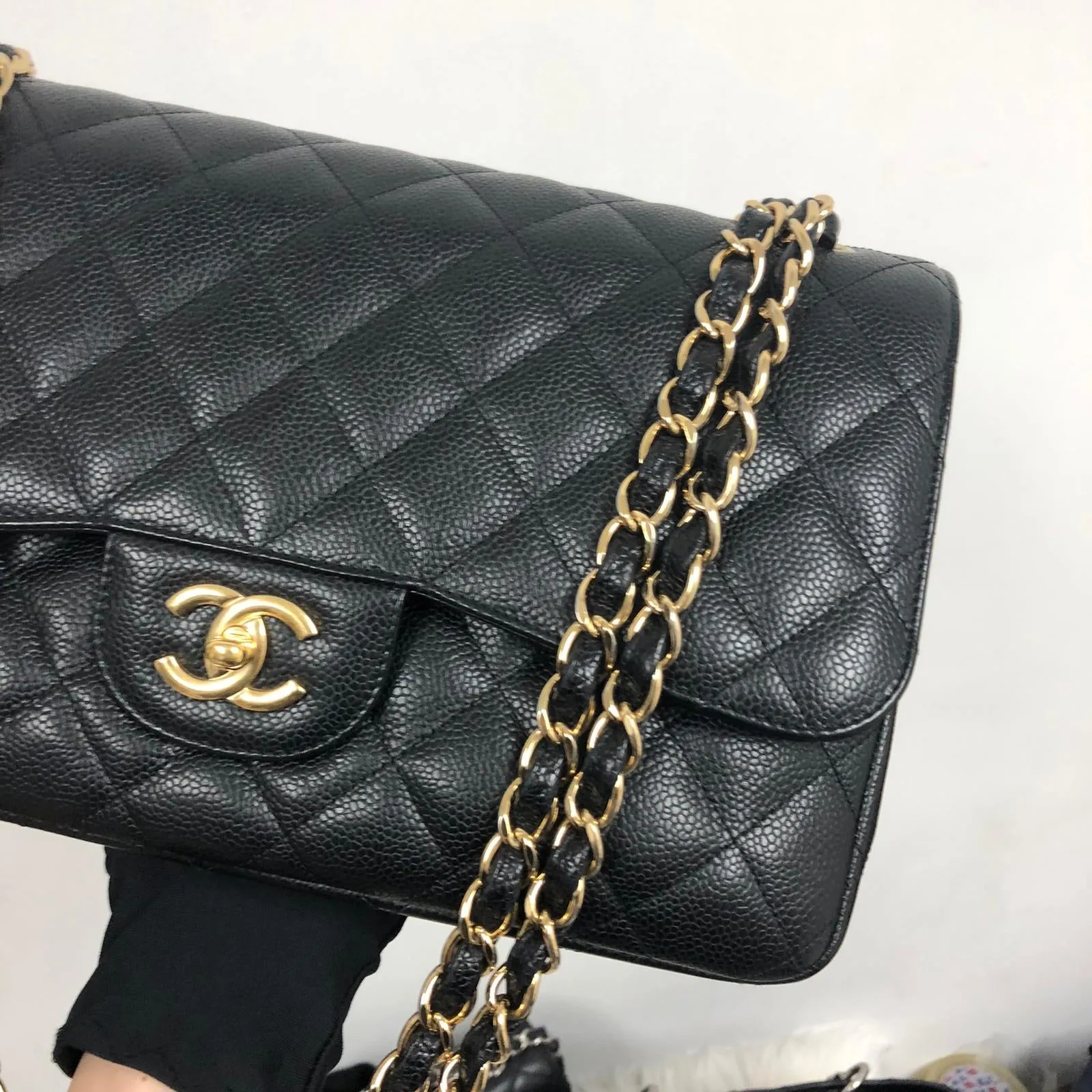 Classic Double Flap Jumbo Bag in Black Caviar with GHW