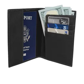 Deluxe RFID-Blocking Soft Leather Passport Case Cover   Wallet - Black