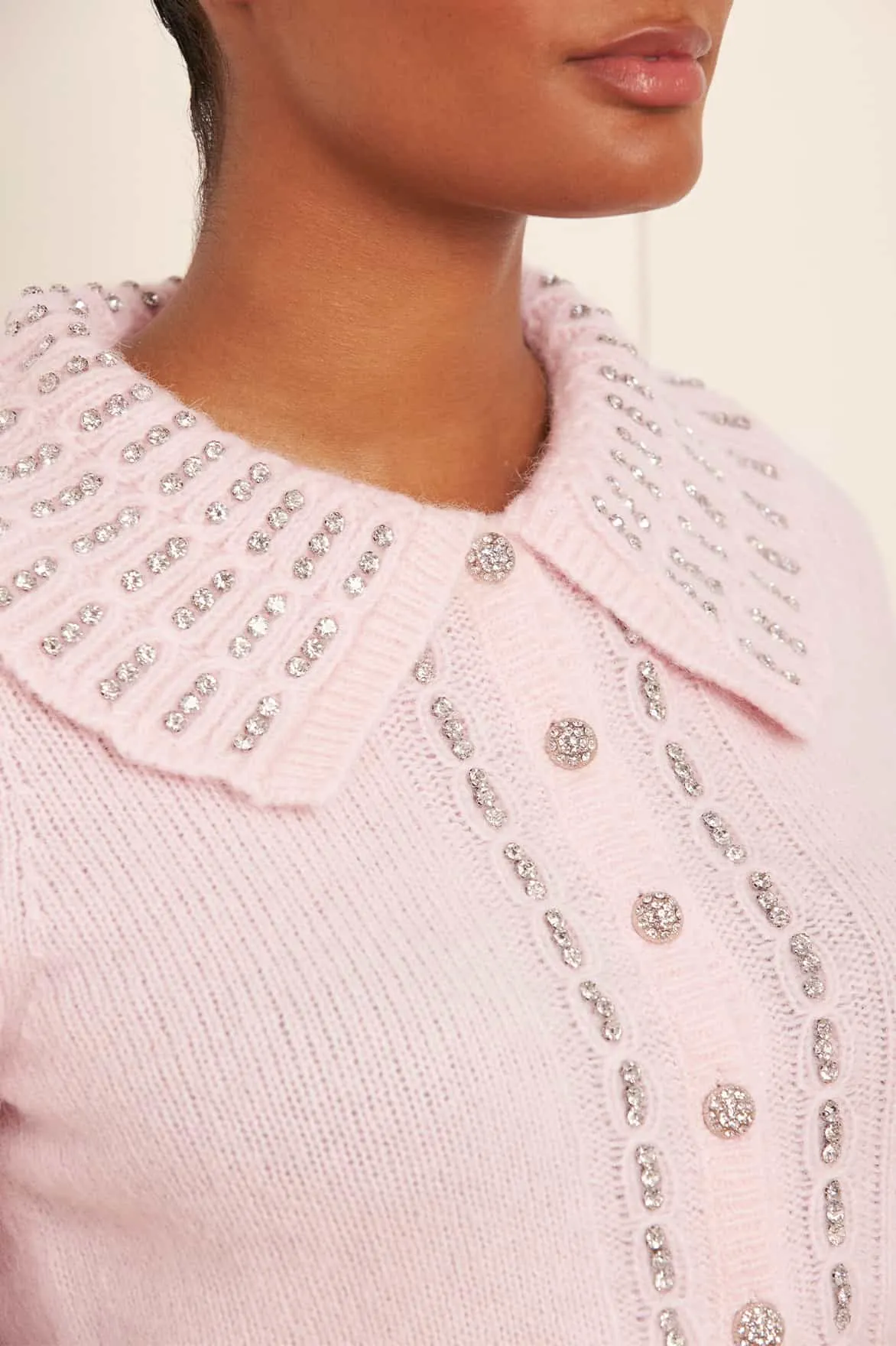 Embellished Collar Short Cardigan