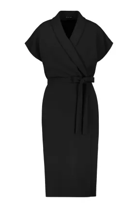 EUPHORBIA BLACK WRAP PENCIL DRESS