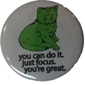 Focus Cat Button / Magnet - Green