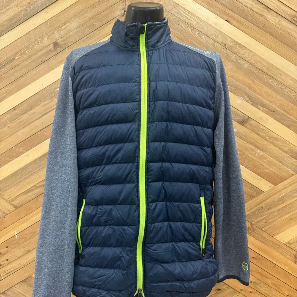 Free Country - Men's Hybrid Puffer Jacket - MSRP $120: Navy/Yellow-men-LG