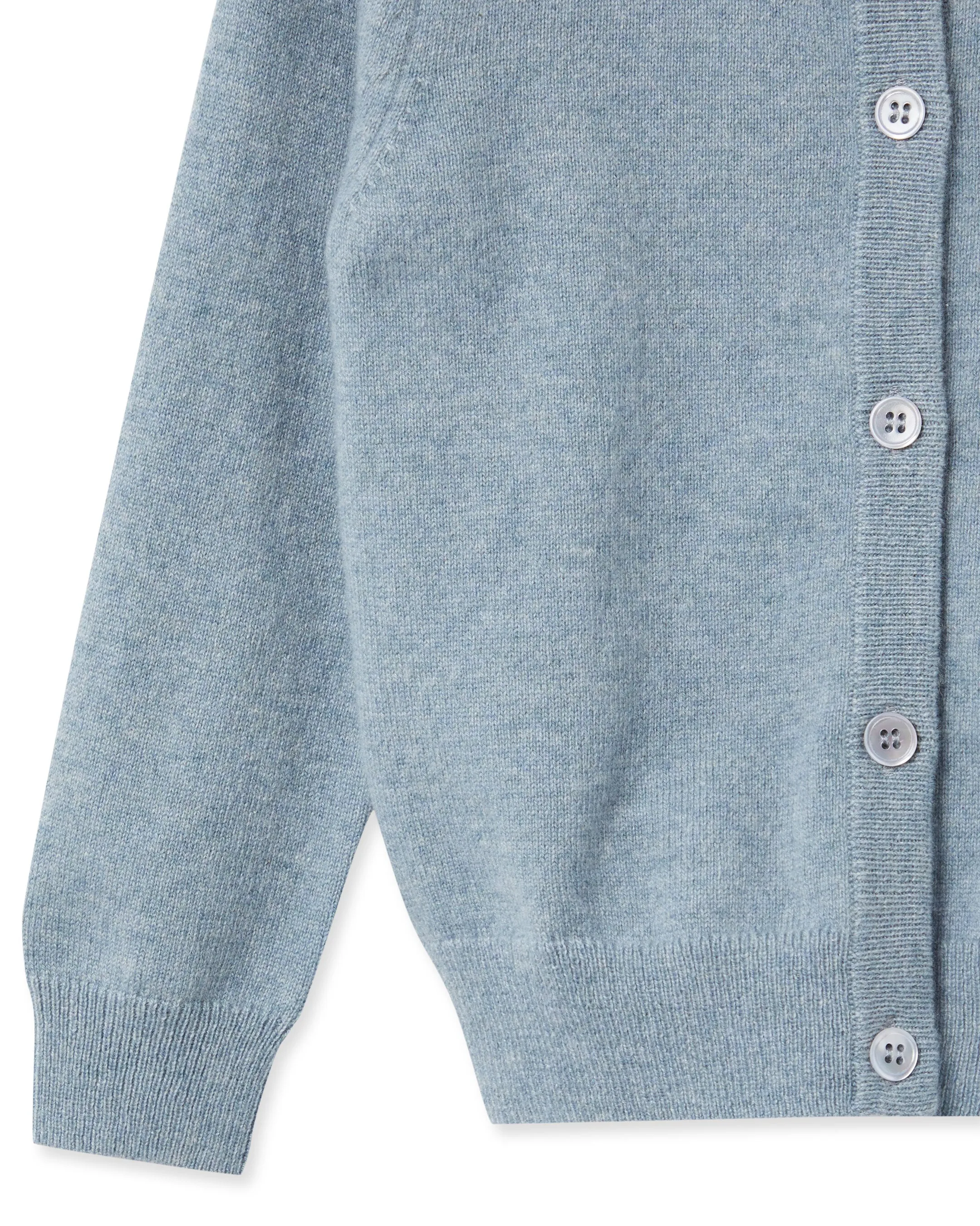 Girls Round Neck Cashmere Cardigan Heather Blue