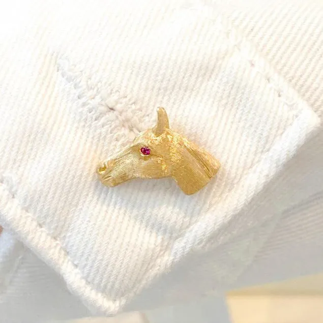 Horse Cufflinks with Ruby Eyes