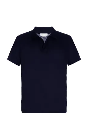 Jaime Short Sleeve Polo in Dark Navy Cotton