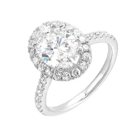 Lab-Created Oval Diamond Halo Engagement Ring in White Gold, 2.63 cttw