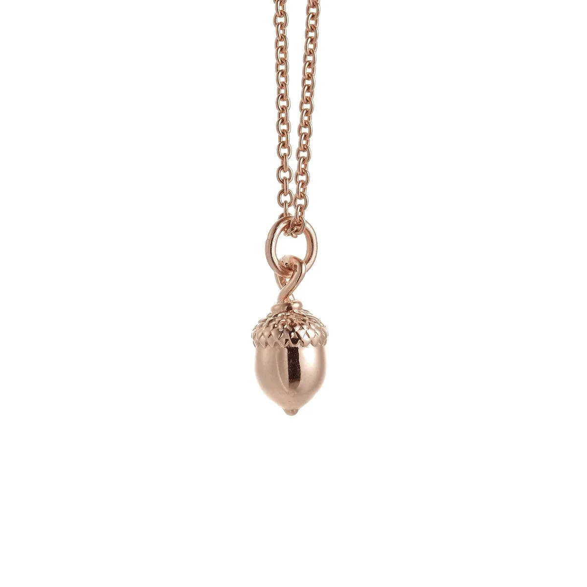 Little Acorn Solid Rose Gold Necklace