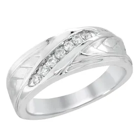 MEN'S WHITE GOLD RING WITH 7 CHANNEL SET DIAMONDS, 1/4 CT TW