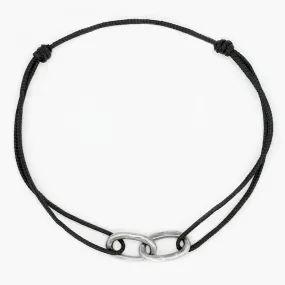 Nylon Thread With Silver Double Hoop "Indah" Bracelet (Black)