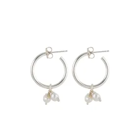 Small Stud Hoops With Pearl Clusters