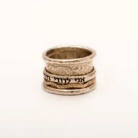 Spinning Ring 9K Gold and Sterling Silver With Crystals Stones and bible quotes