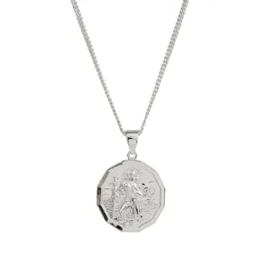 St Christopher Large Dodecagon Necklace (Cast Sterling Silver)