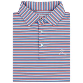 The Cabana Stripe | Performance Polo | The Cabana Stripe - Pale Blue/Caicos Blue/Washed Red