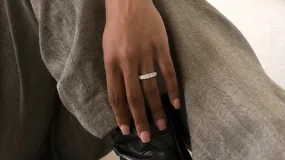 The Round Diamond Halo Half Band Ring