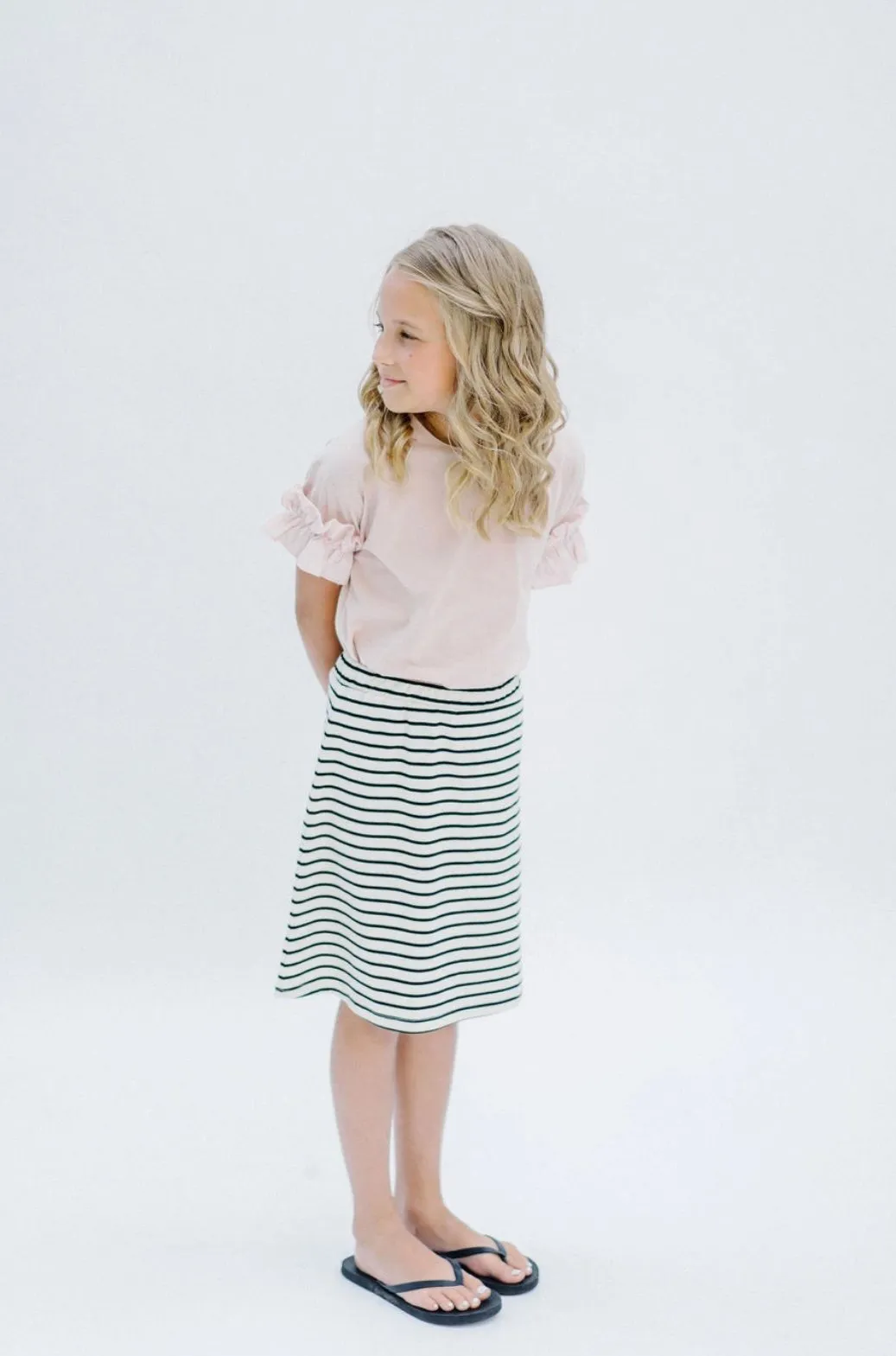 'Zoey' Girl Skort in Cream/Black Stripe FINAL SALE