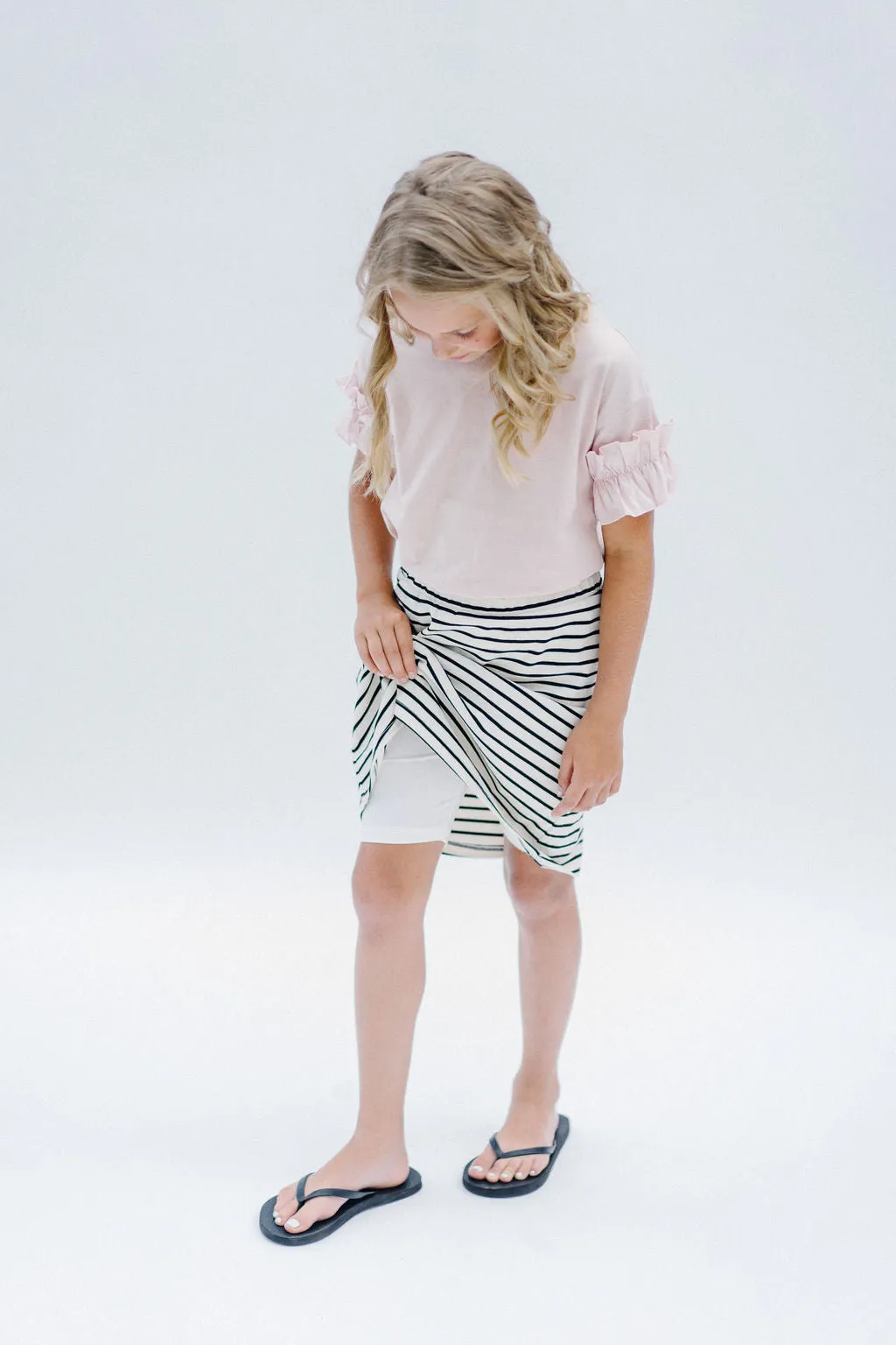 'Zoey' Girl Skort in Cream/Black Stripe FINAL SALE